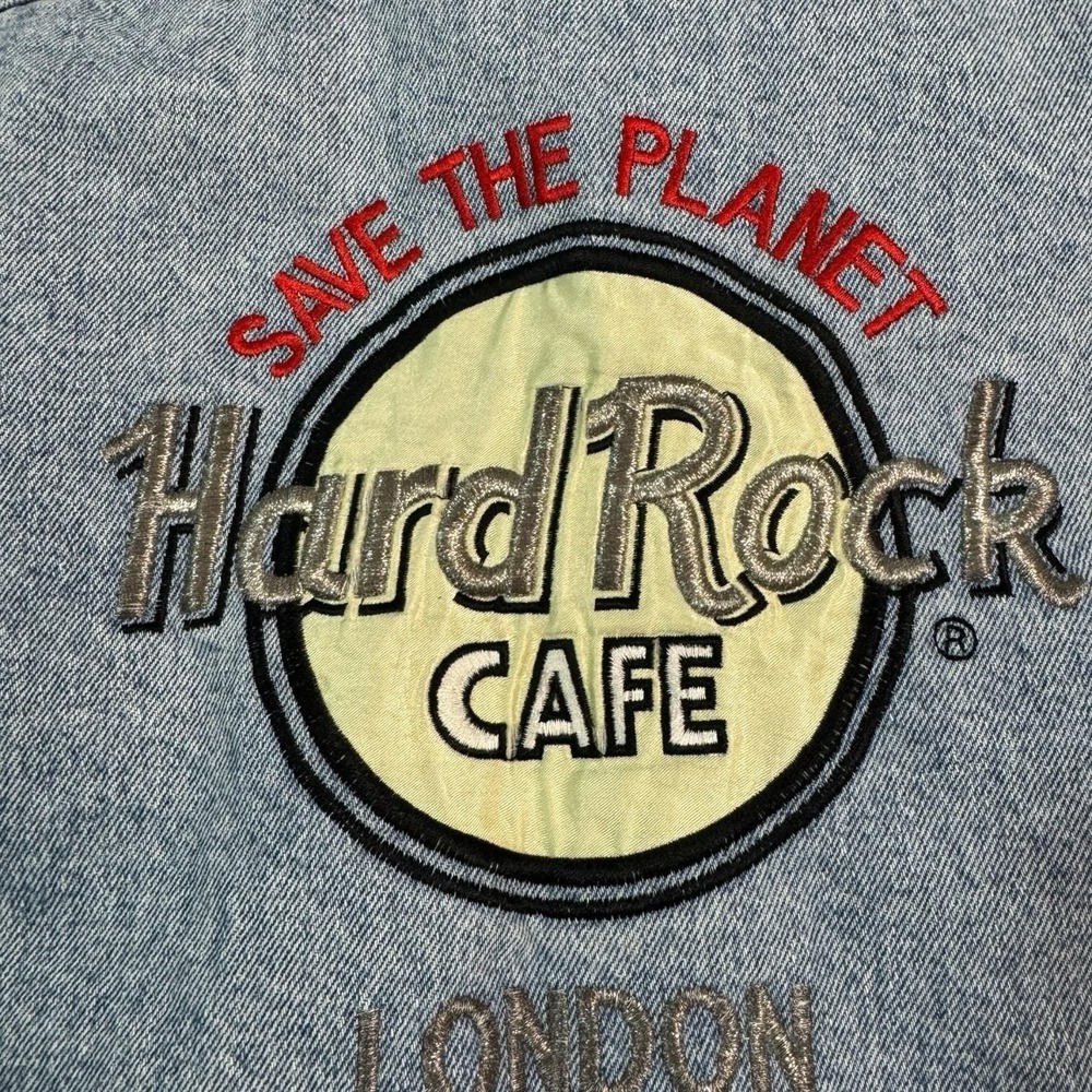 VTG Hard Rock Cafe Denim Jacket London Size L Great 100% Cotton Amazing Shape - Picture 7 of 9